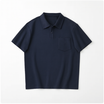 Men’s Polo Shirt with Chest Pocket and Button Collar