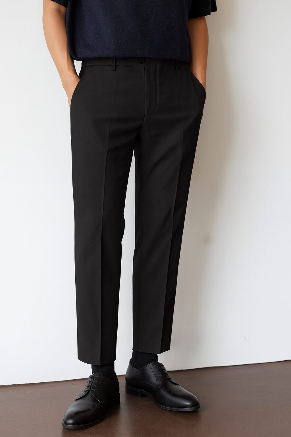 Men’s Linen-Cotton Blend Trousers – Cropped Fit