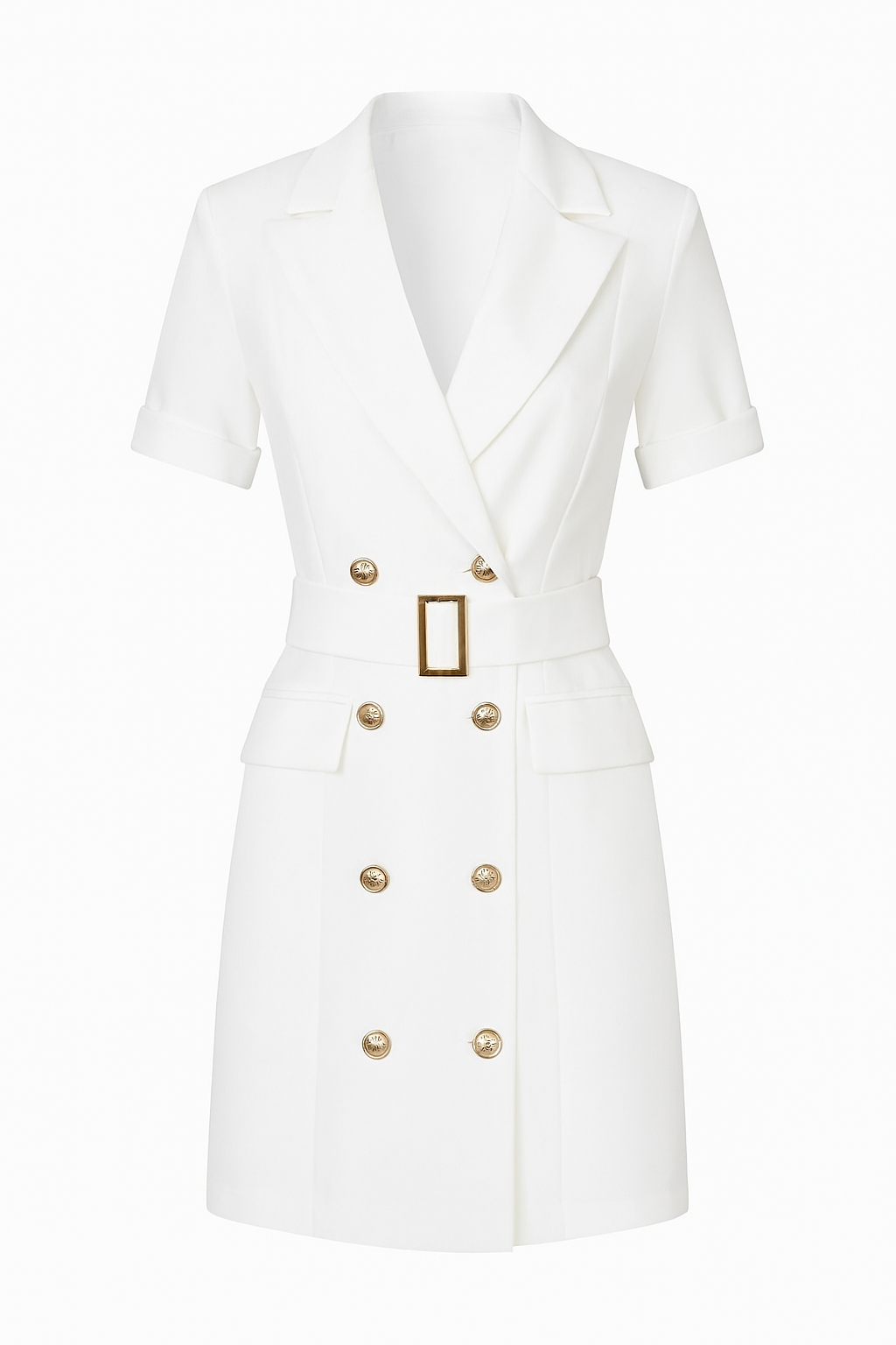 Women’s Blazer Dress with Double-Breasted Closure and Adjustable Belt