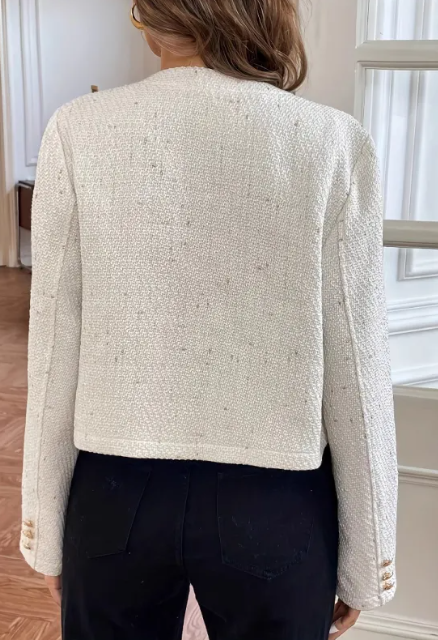 Women’s Wool Blend Jacket – Short Fit with Gold Button Details